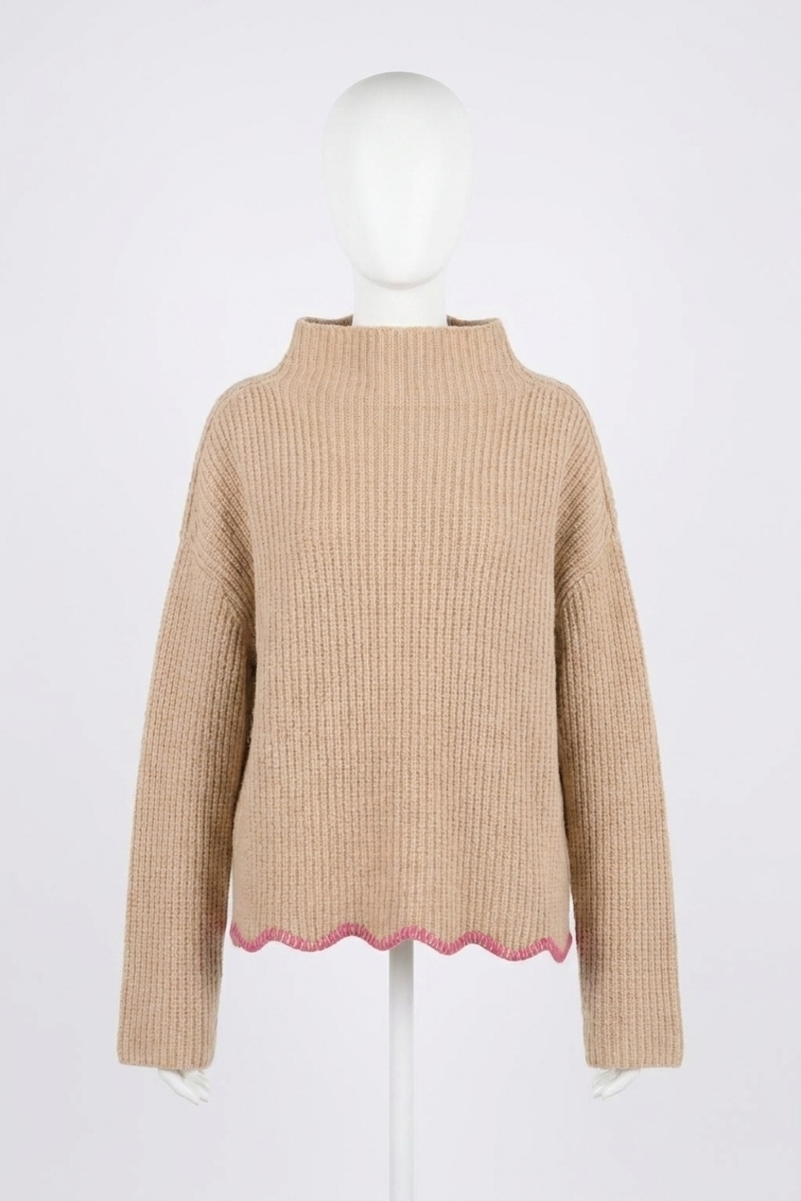 NEW KERRI ROSENTHAL marlow cashmere mock neck sweater in brown